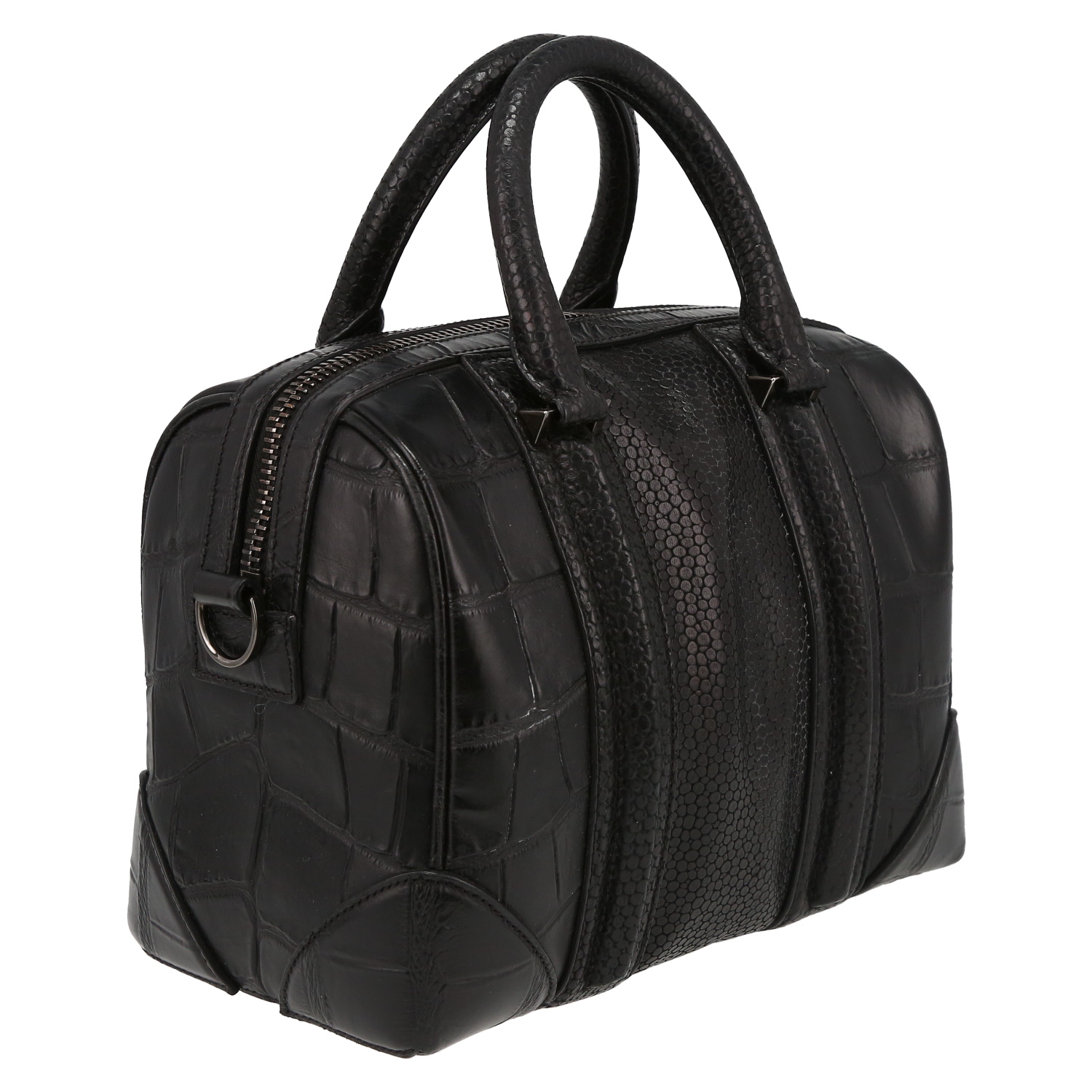 Givenchy Lucrezia shoulder bag in black leather and black grained leather - Detail D6