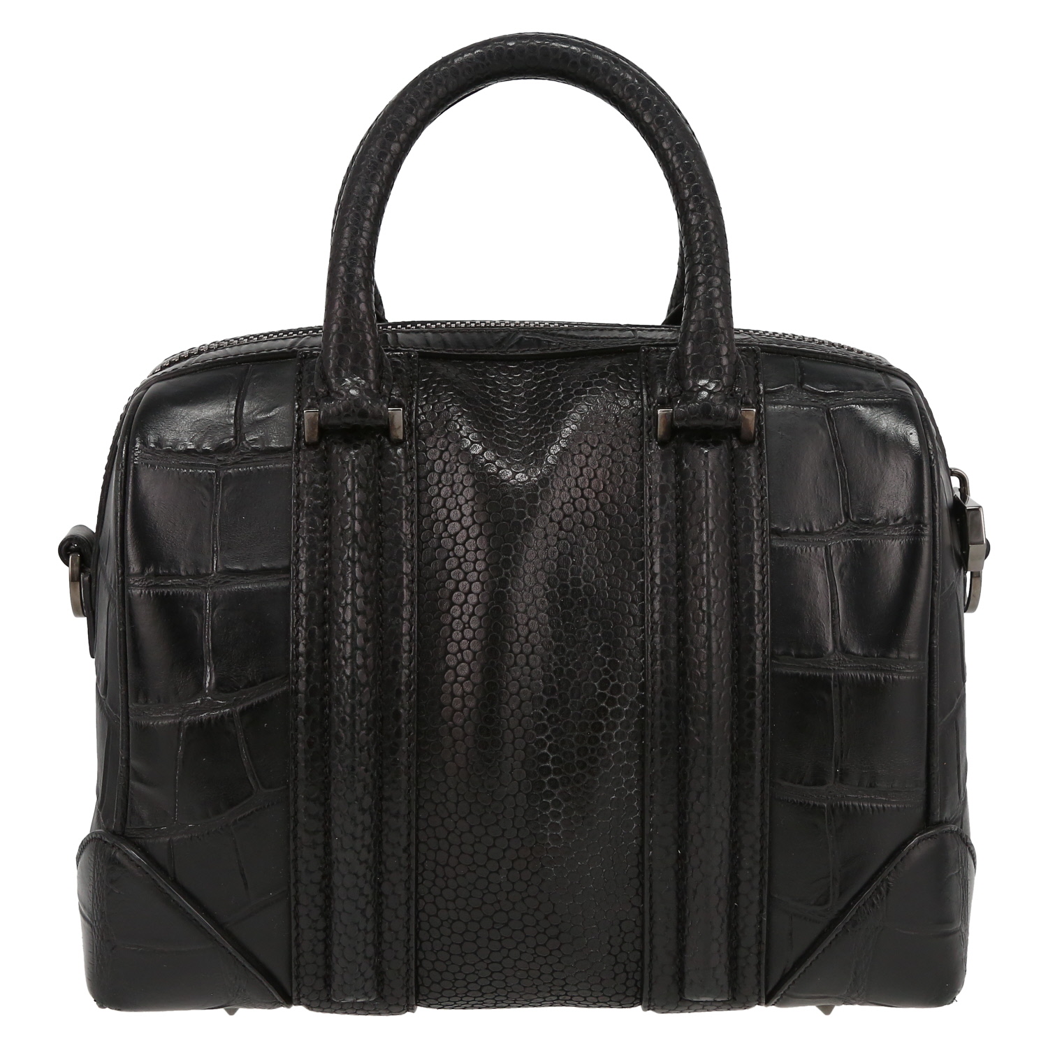 Givenchy Lucrezia shoulder bag in black leather and black grained leather - Detail D7
