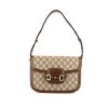 Gucci 1955 Horsebit shoulder bag in beige monogram canvas and brown leather - 360 thumbnail