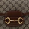 Gucci 1955 Horsebit shoulder bag in beige monogram canvas and brown leather - Detail D1 thumbnail