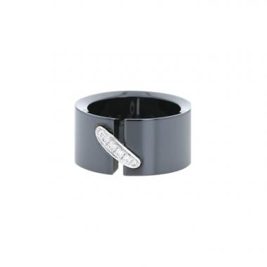 Bague Chaumet Lien en céramique noir, or blanc et diamants