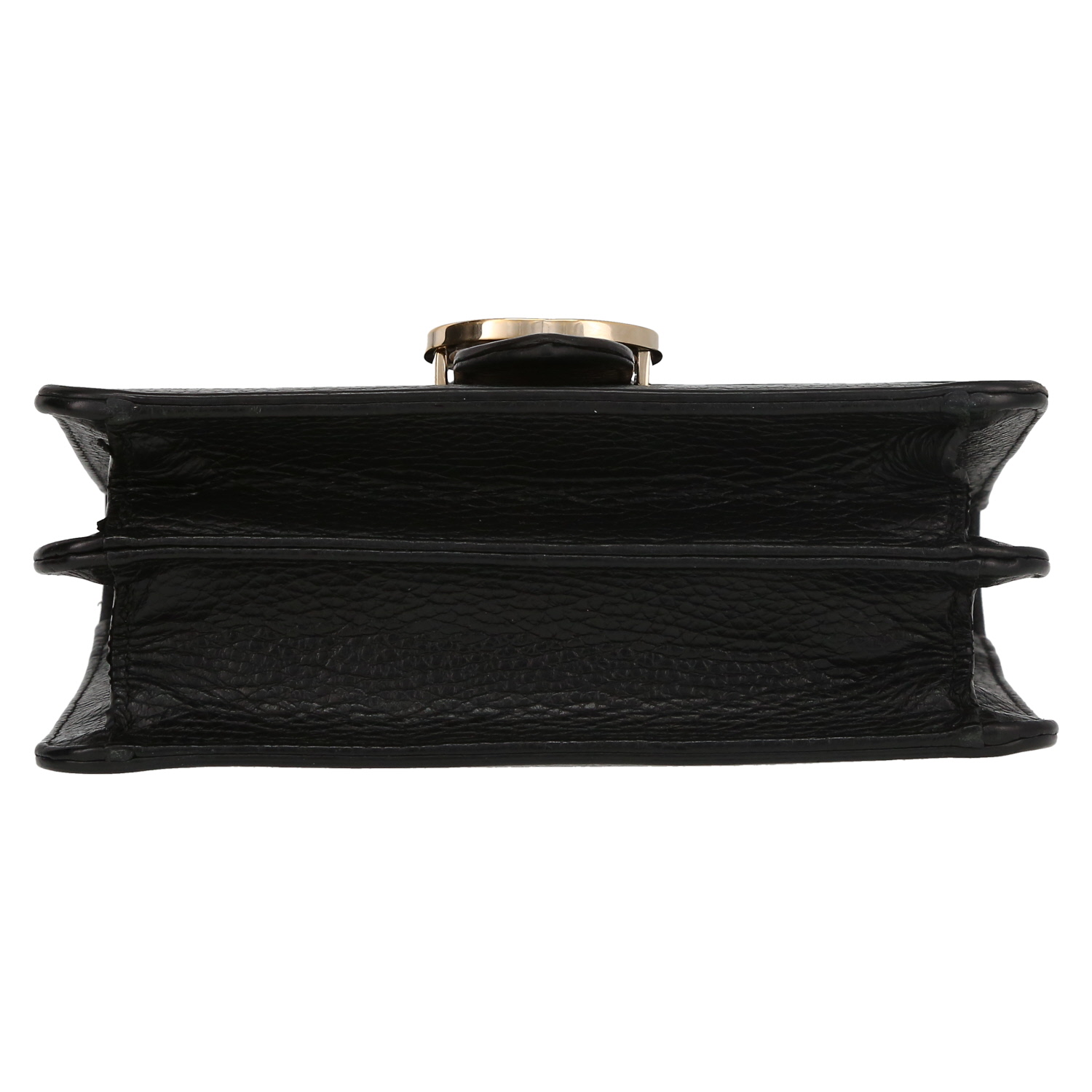 Gucci Interlocking G shoulder bag in black grained leather - Detail D4
