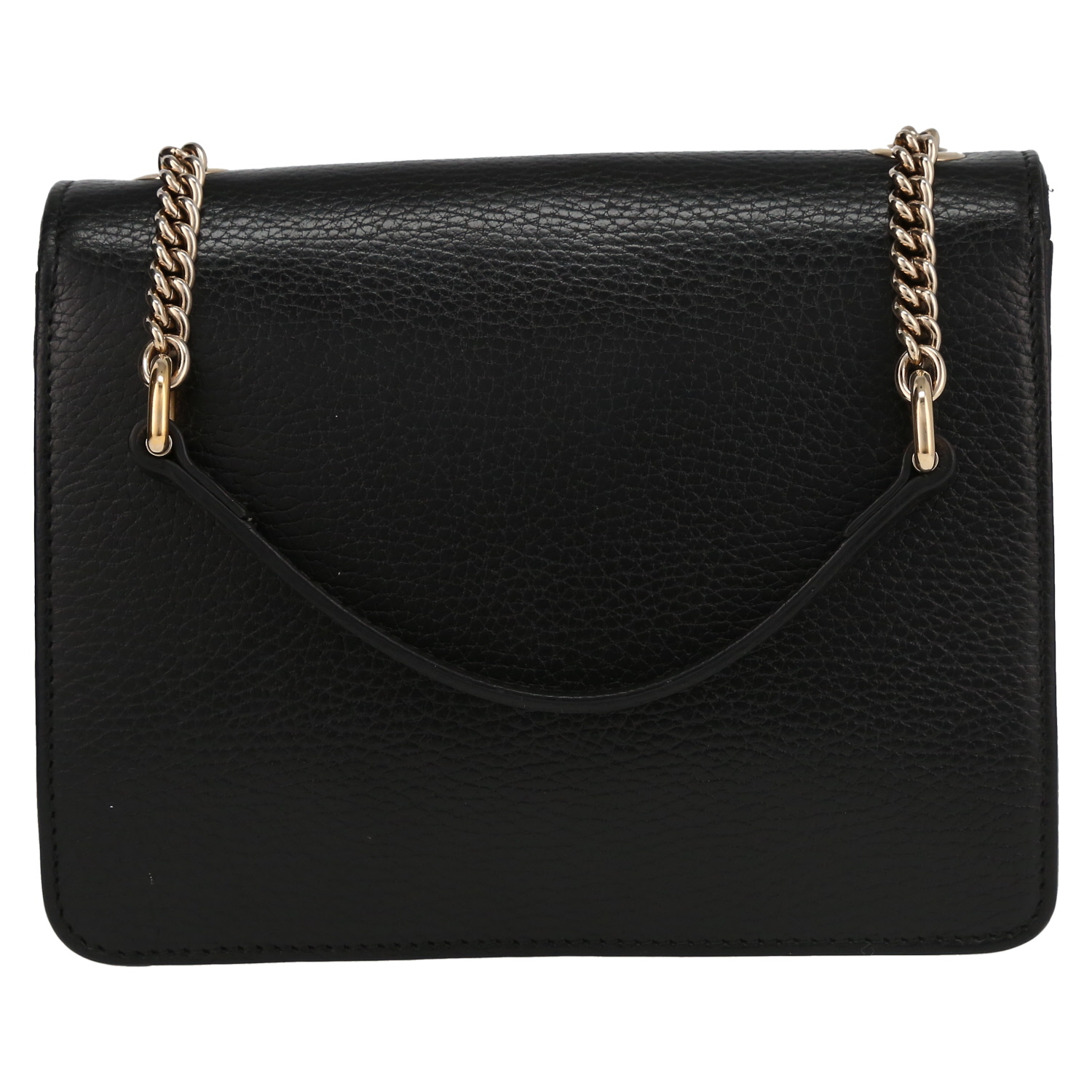 Gucci Interlocking G shoulder bag in black grained leather - Detail D7