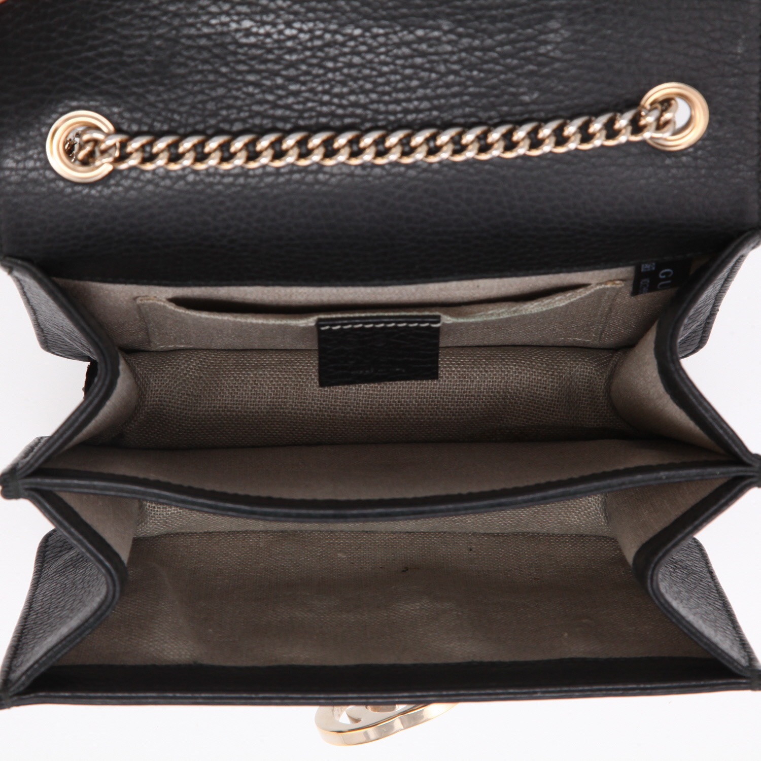 Gucci Interlocking G shoulder bag in black grained leather - Detail D8