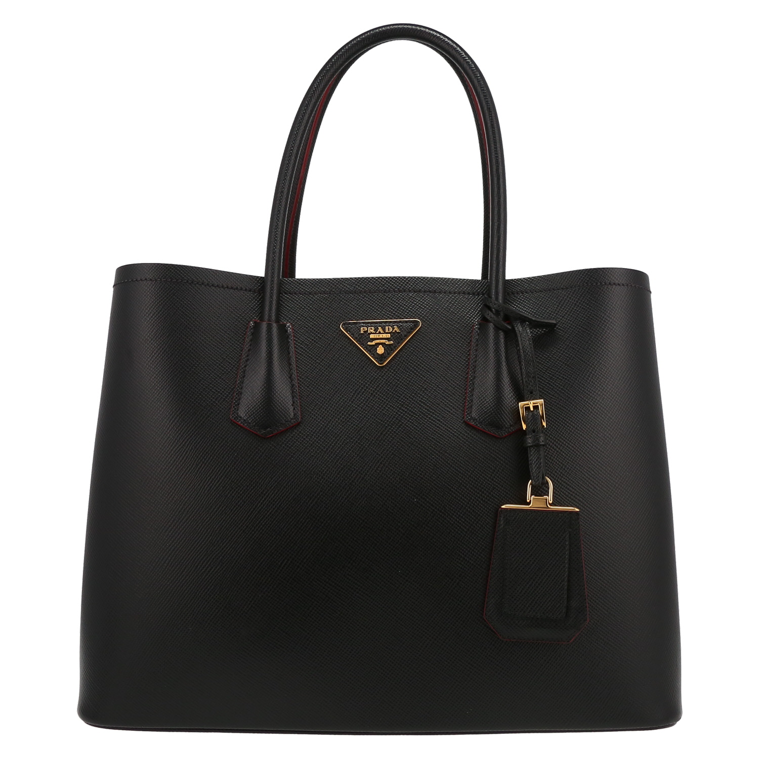 Prada  Double handbag  in black leather saffiano - Detail D2