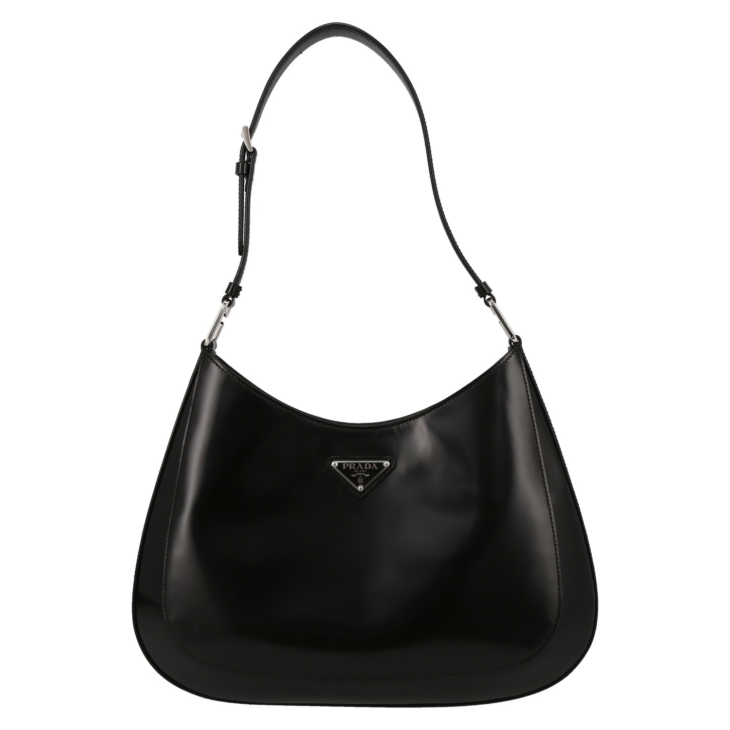 Bolso de mano Prada  Cleo en cuero esmaltado negro - Detail D2