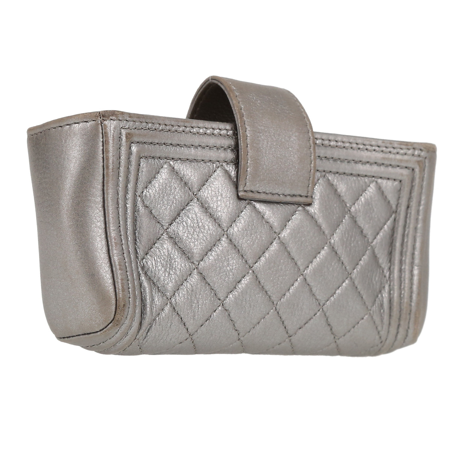 Chanel   wallet  in silver quilted leather - Detail D6