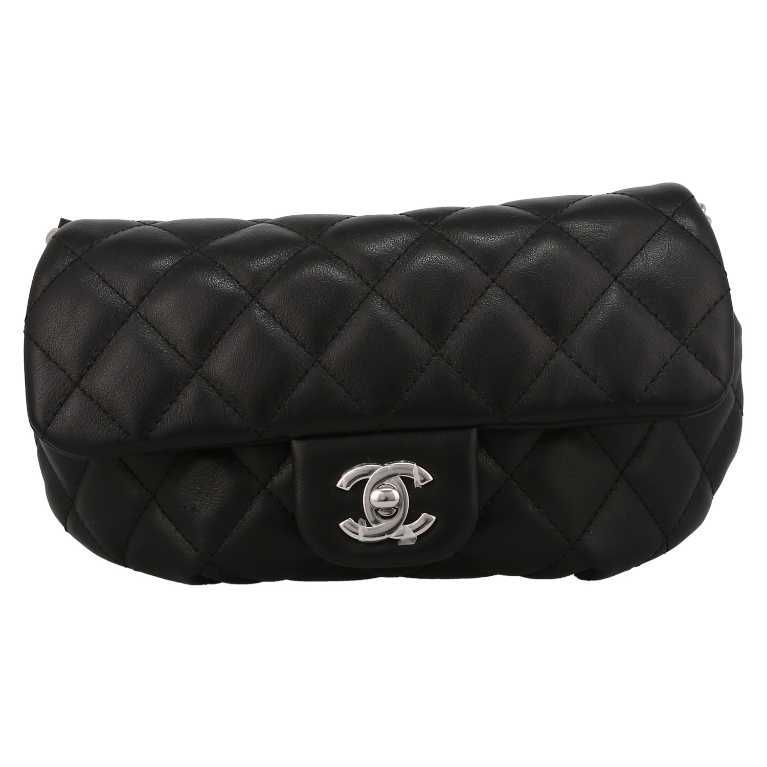 Pochette-ceinture Chanel en cuir matelassé noir - Detail D2