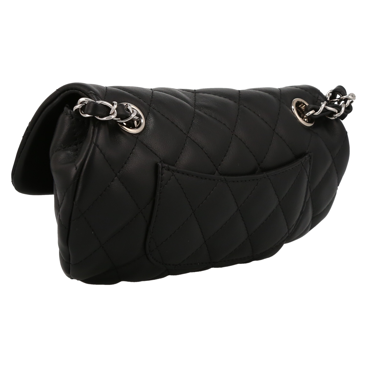 Pochette-ceinture Chanel en cuir matelassé noir - Detail D6