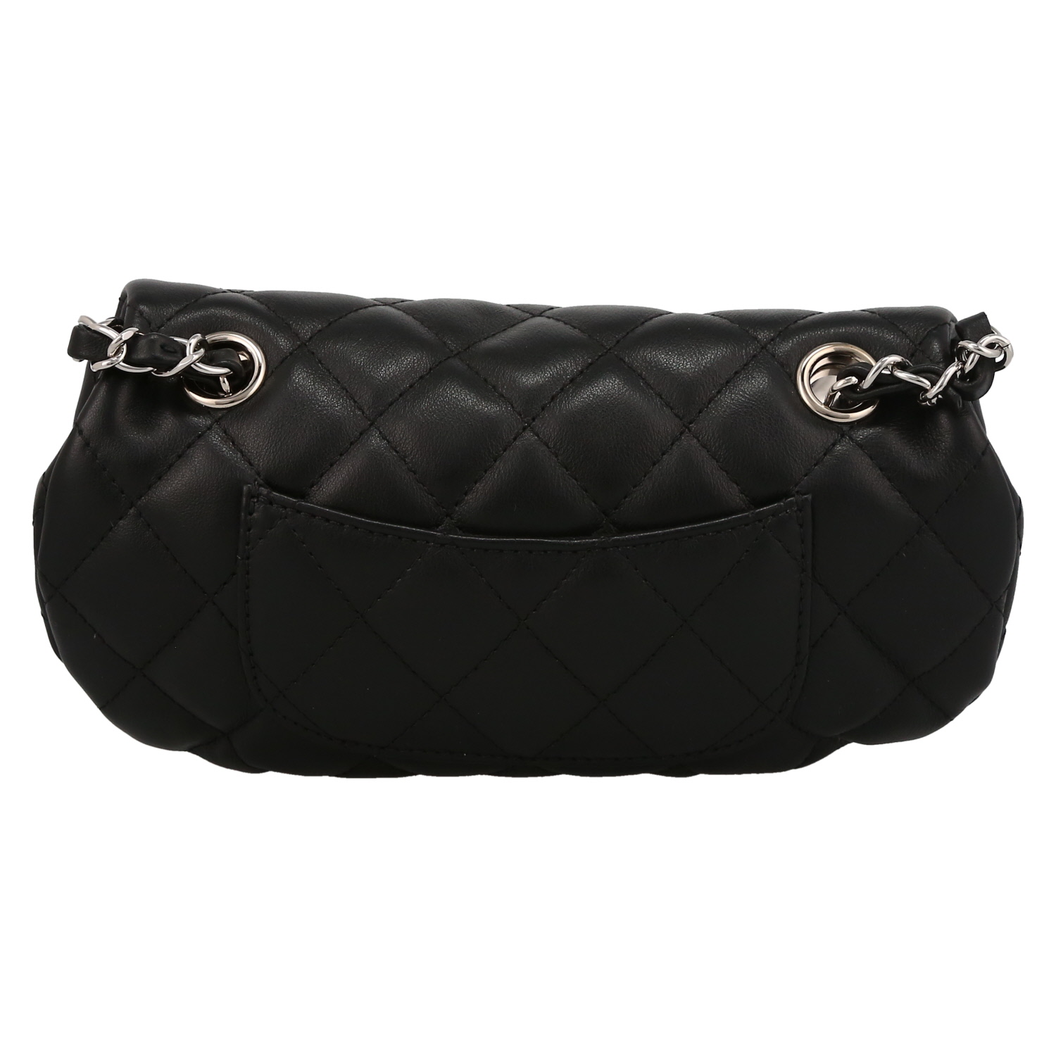 Pochette-ceinture Chanel en cuir matelassé noir - Detail D7