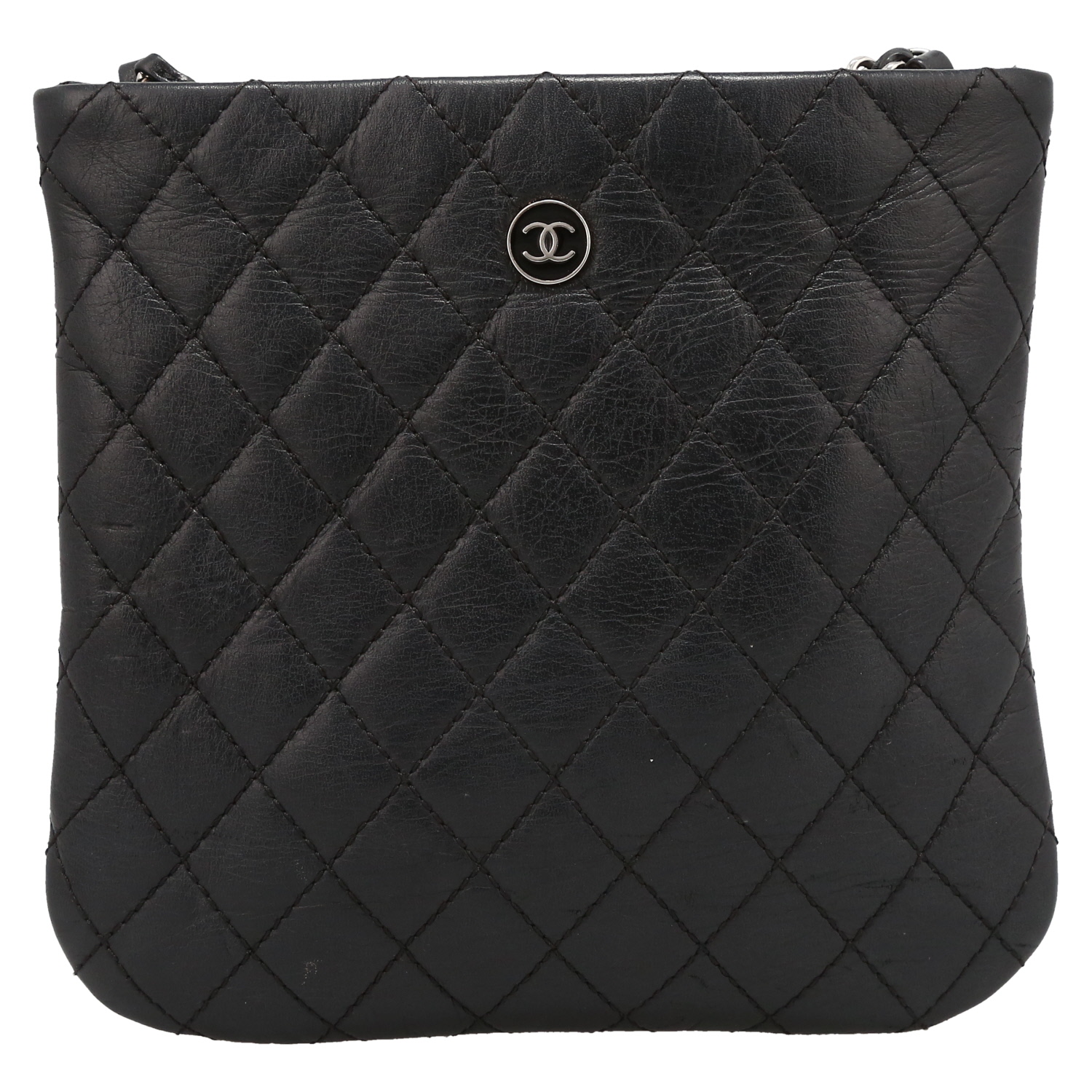 Chanel Pochette  in black quilted leather - Detail D2