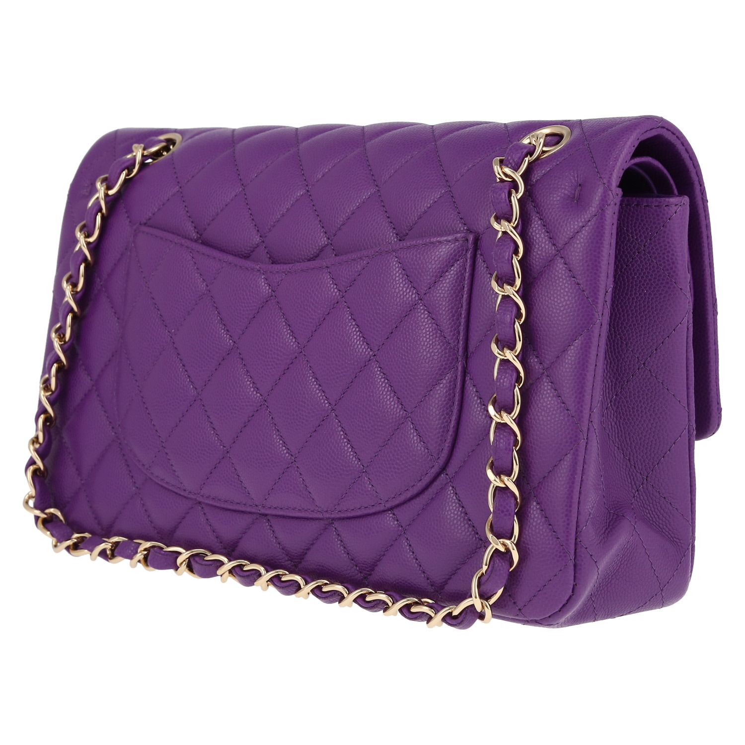 Bolso de mano Chanel  Timeless Classic en cuero granulado acolchado violeta - Detail D5