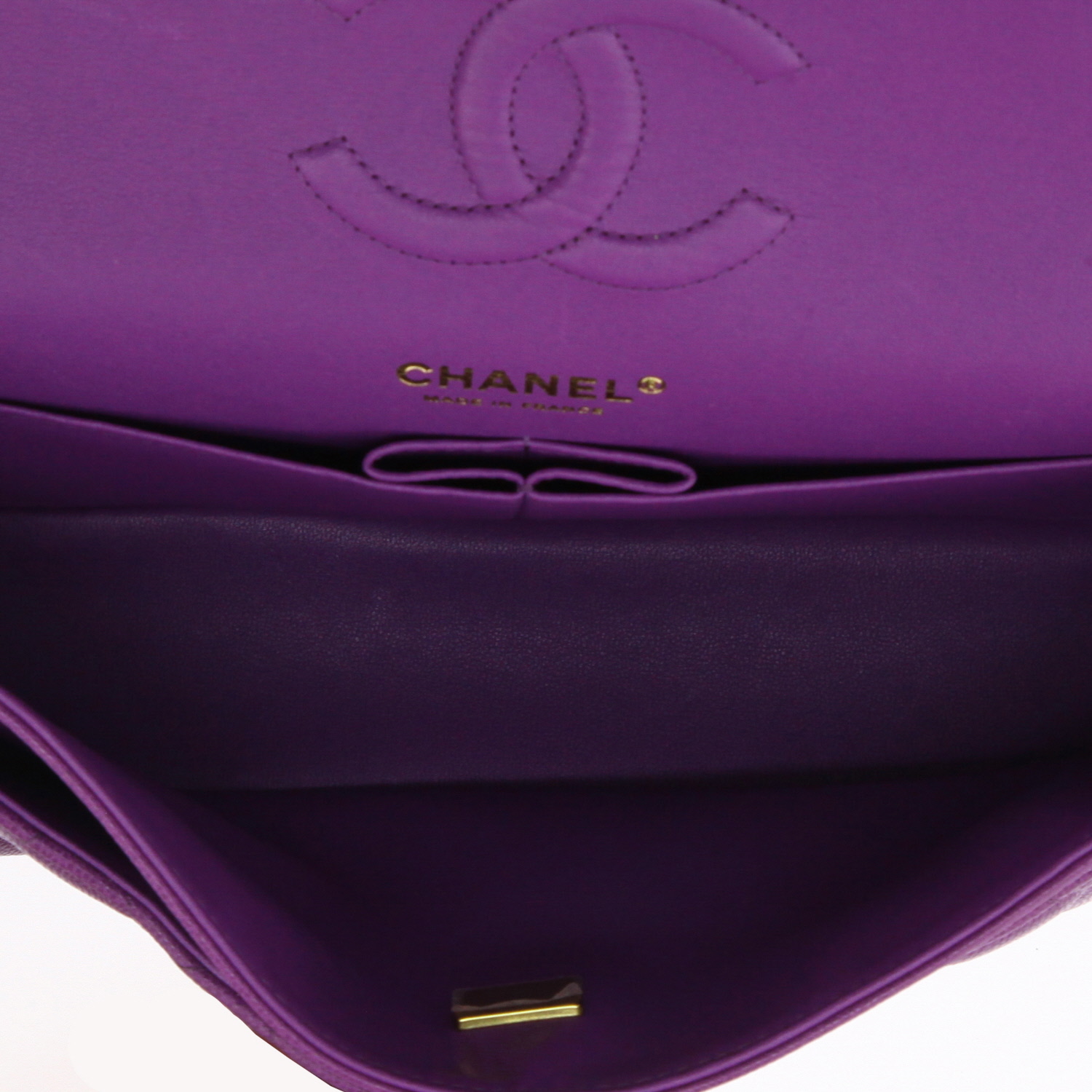 Borsa Chanel  Timeless Classic in pelle martellata e trapuntata viola - Detail D8