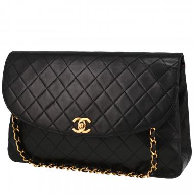 Sold at Auction: Chanel - 2020 Large Shopping Tote Bag - Black Leather Gold  CC Chain Shoulder 20B