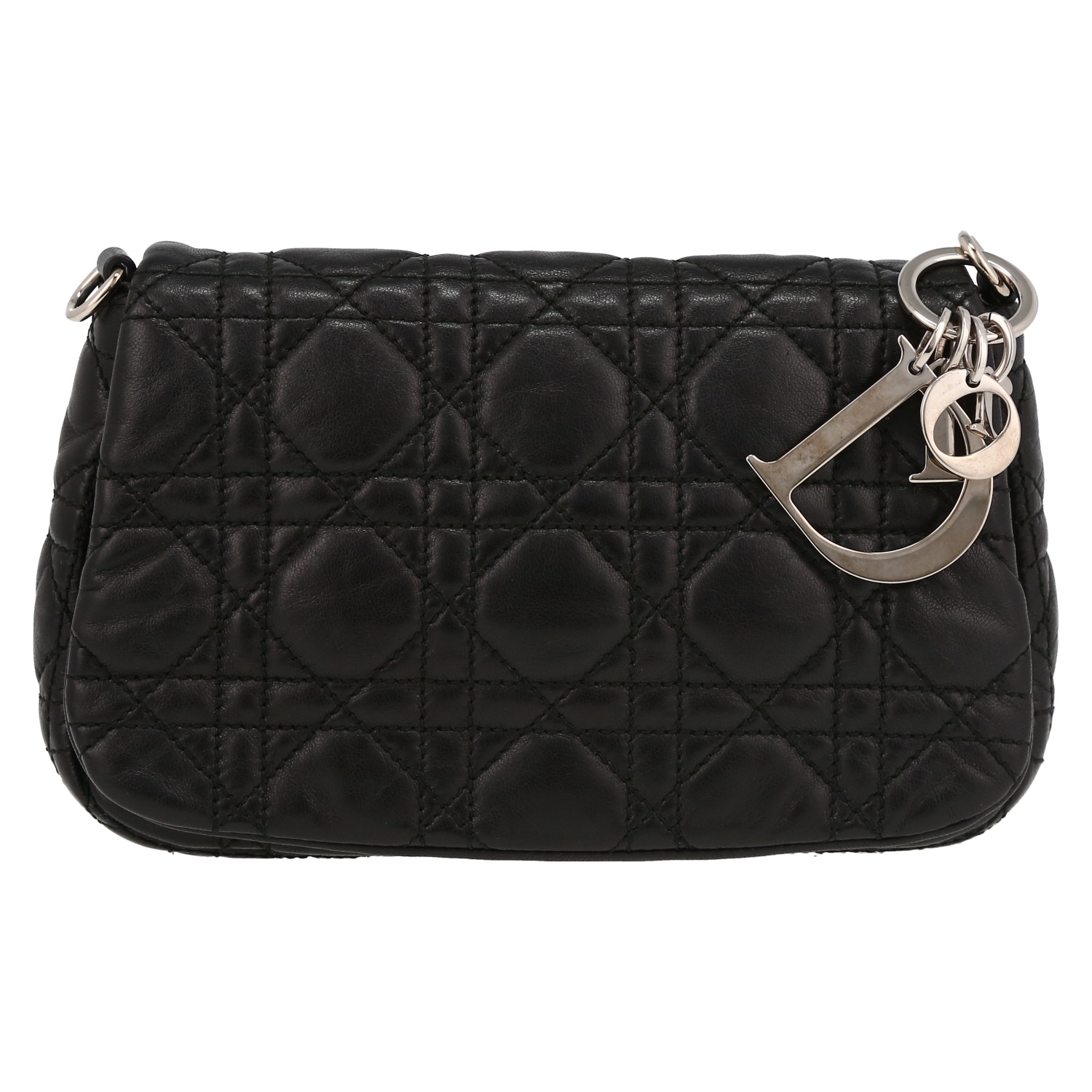 Bolsito de mano Dior  Lady Dior en cuero cannage negro - Detail D2