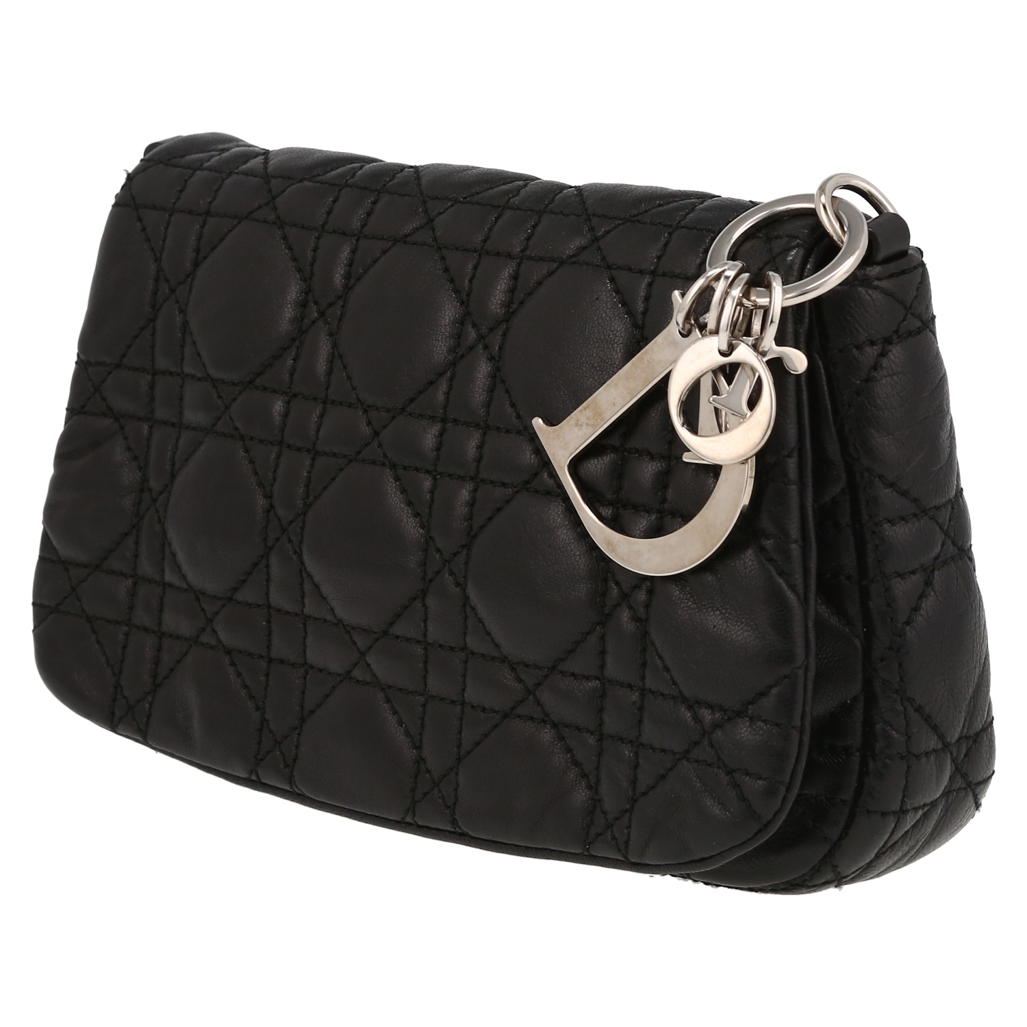 Dior  Lady Dior pouch  in black leather cannage - Detail D3