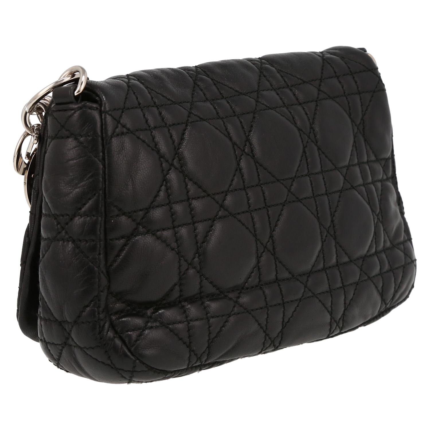 Bolsito de mano Dior  Lady Dior en cuero cannage negro - Detail D6