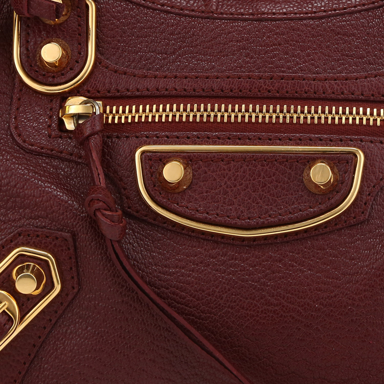 Balenciaga  City handbag  in burgundy leather - Detail D1