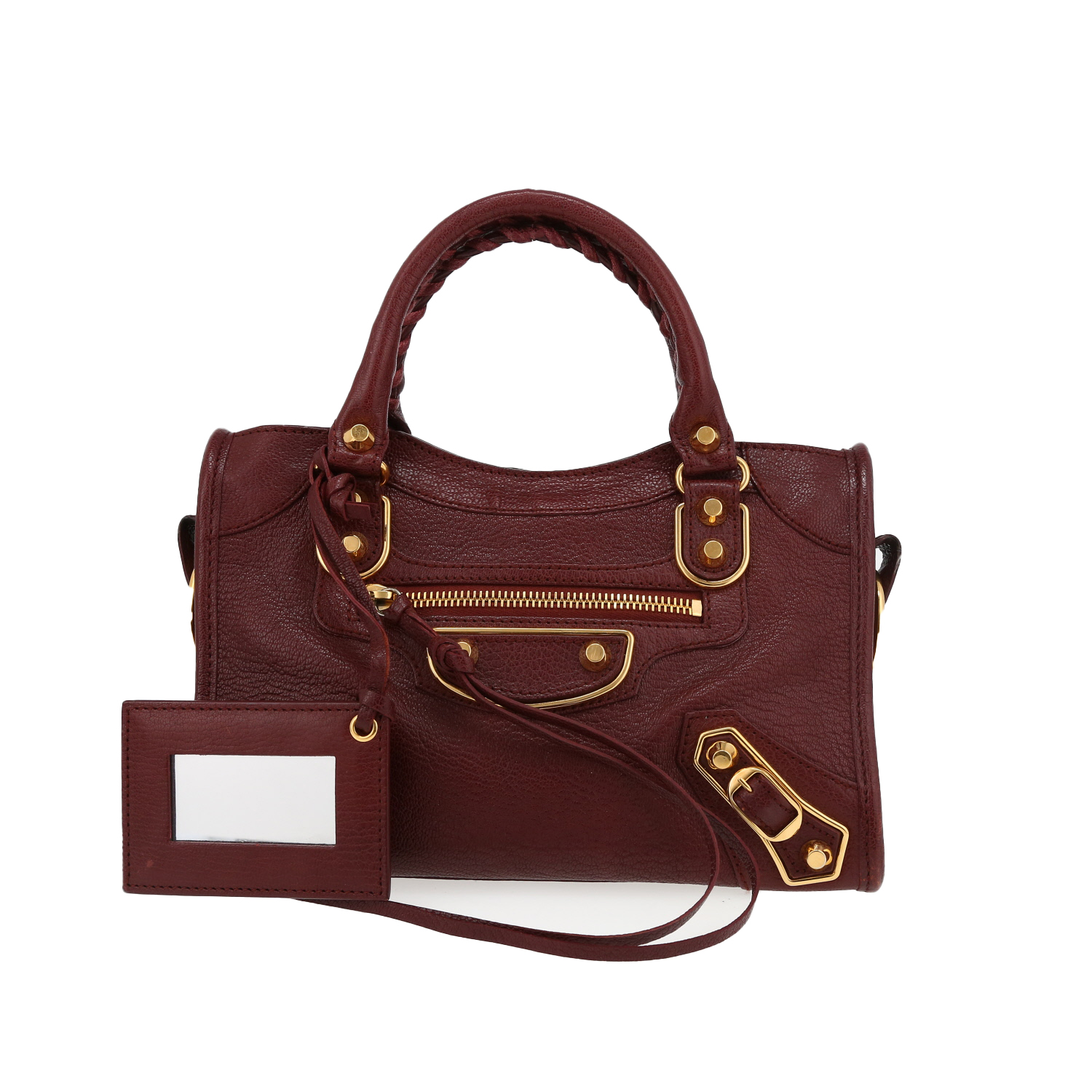 Balenciaga  City handbag  in burgundy leather - Detail D2