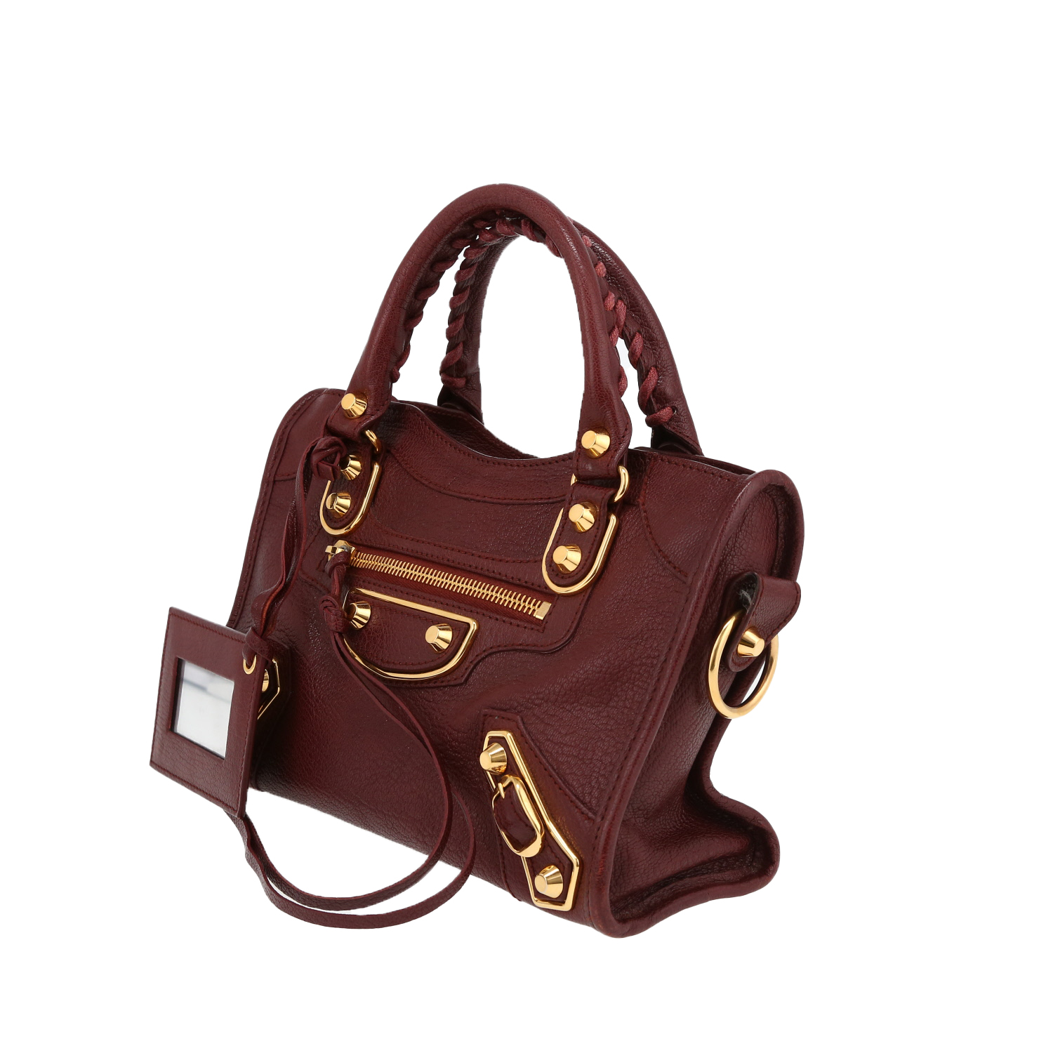 Balenciaga  City handbag  in burgundy leather - Detail D3