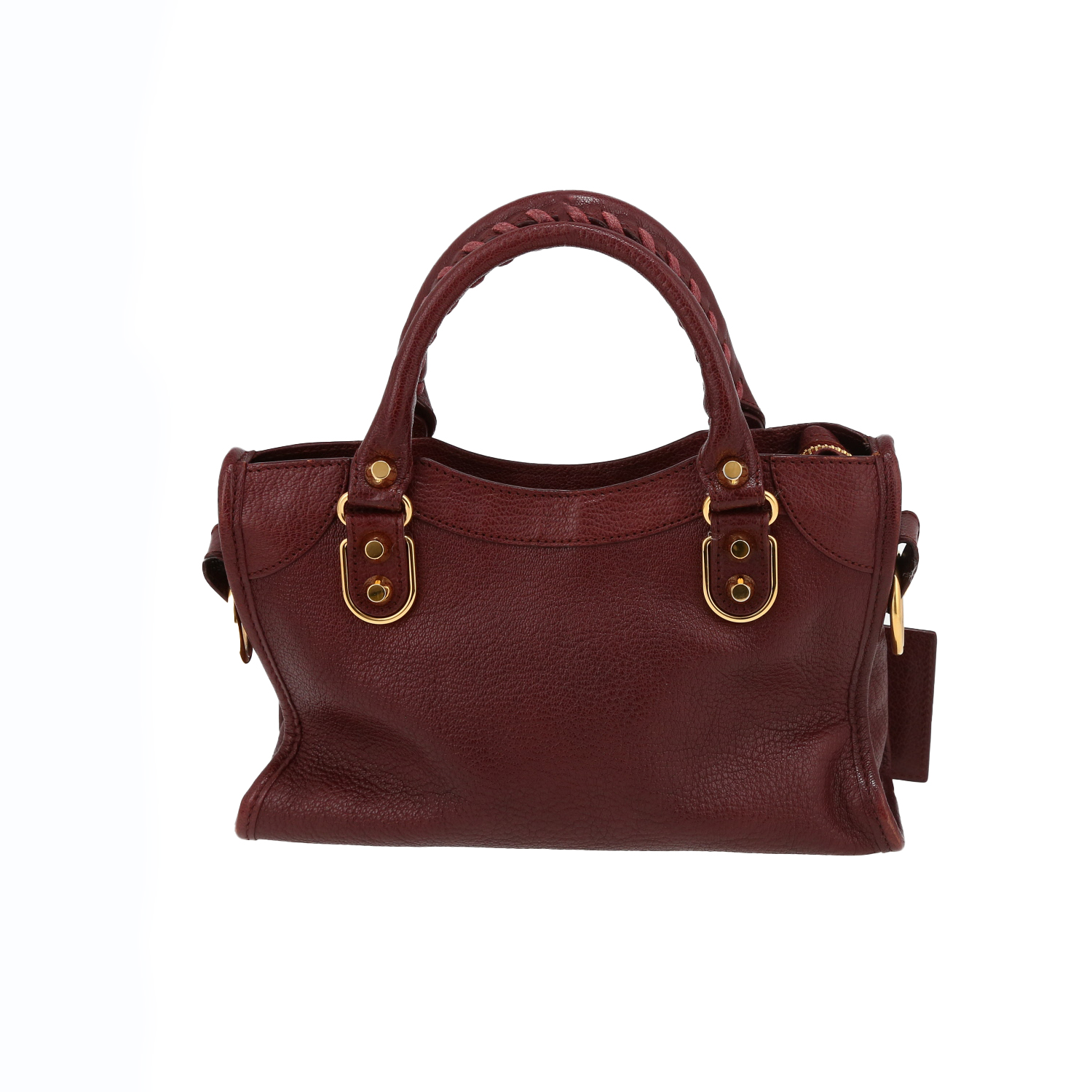 Balenciaga  City handbag  in burgundy leather - Detail D7