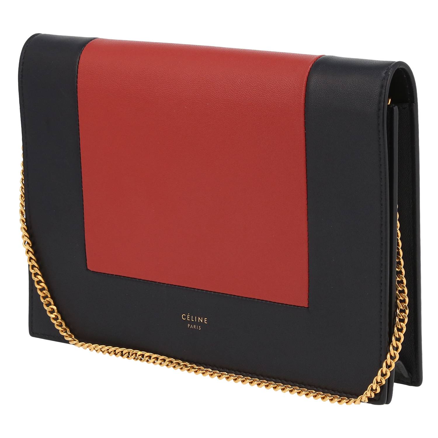 Handbag/Clutch In Blue And Red Leather