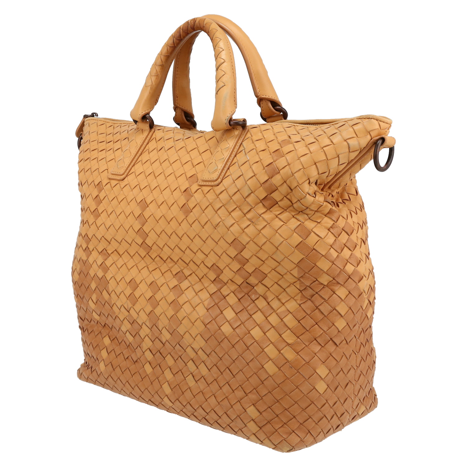 Sac cabas Bottega Veneta  Convertible en cuir intrecciato beige et marron - Detail D3
