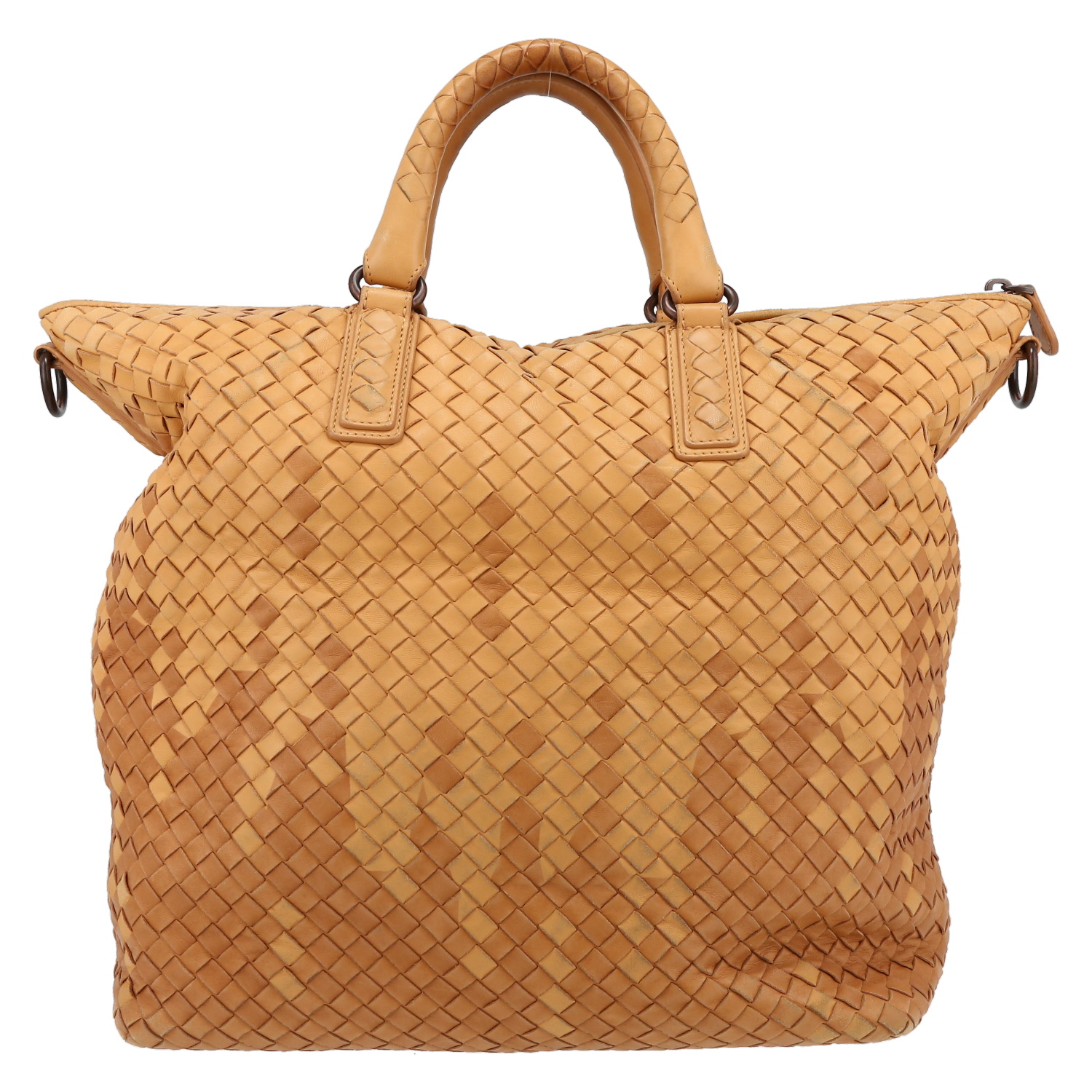 Shopping bag Bottega Veneta  Convertible in pelle intrecciata beige e marrone - Detail D7