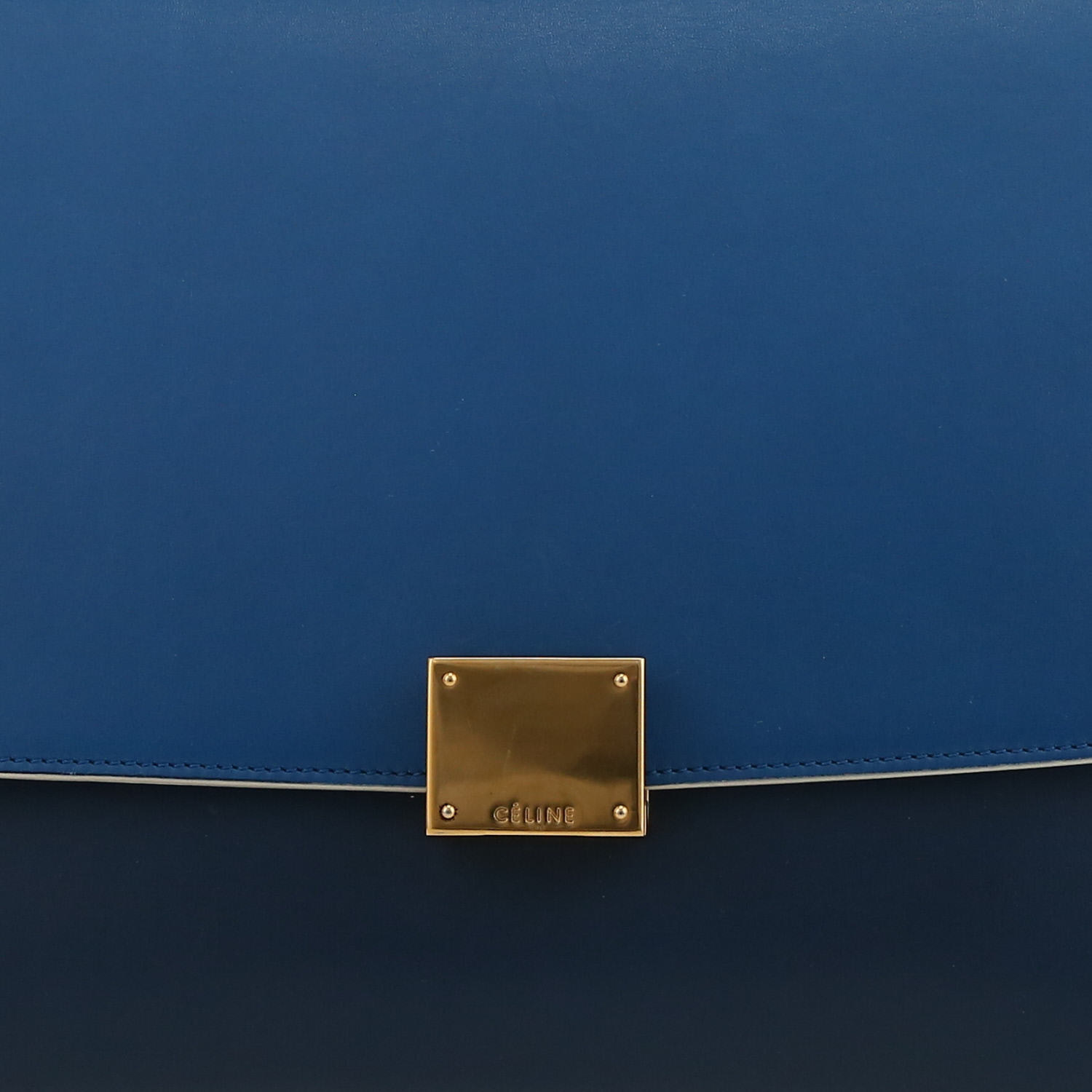 Celine  Trapeze small model  handbag  in blue bicolor  leather  and blue suede - Detail D1
