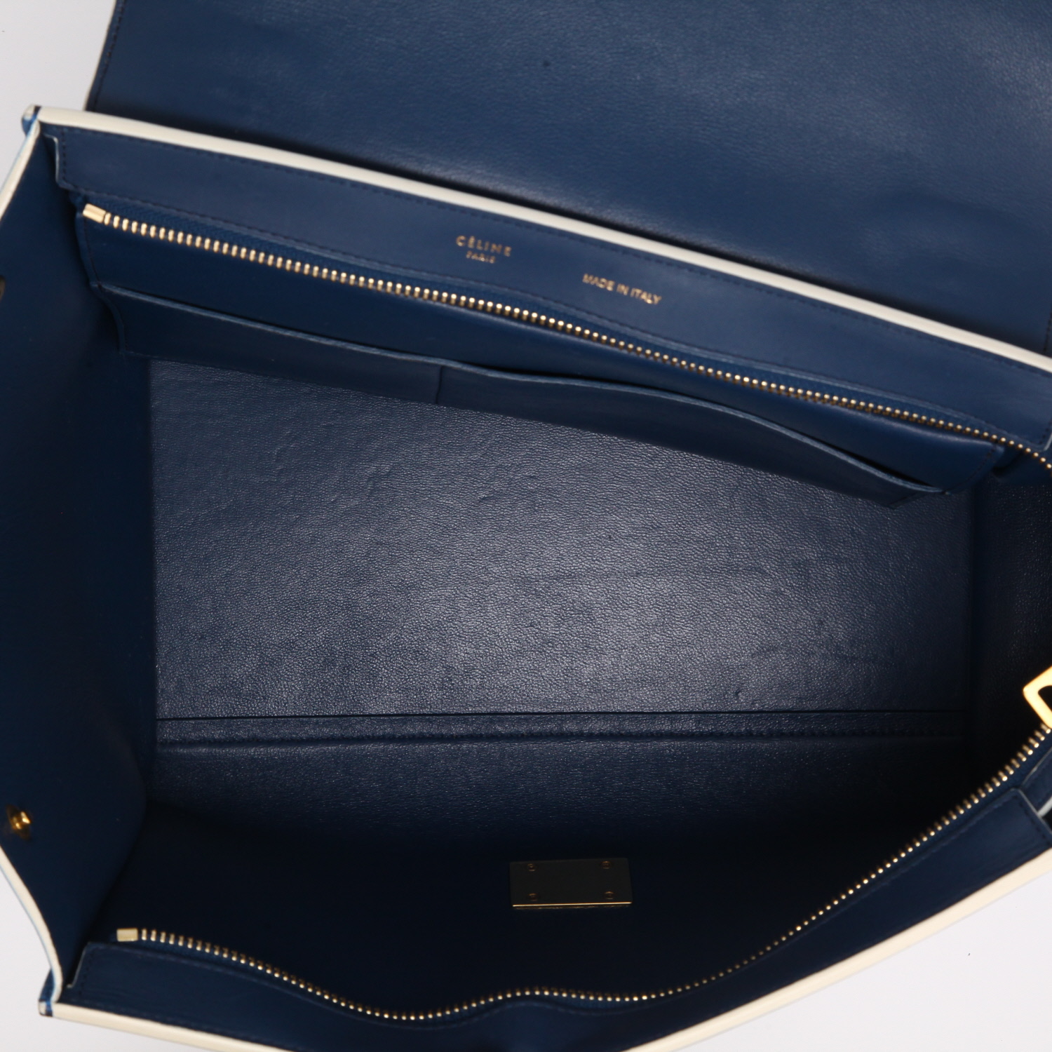 Borsa Celine  Trapeze modello piccolo  in pelle bicolore blu e camoscio blu - Detail D8