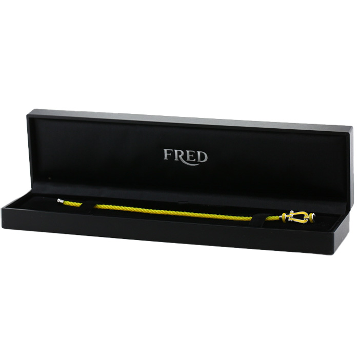 Bracciale Fred Force 10 modello medio in oro bianco e smalto giallo - Detail D2