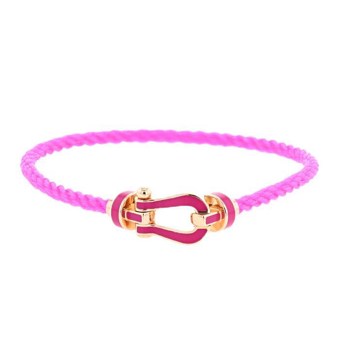bracelet fred force 10 moyen modèle en or rose et émail rose