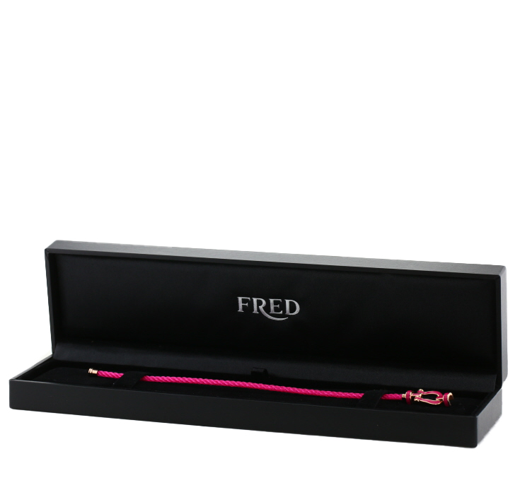 Bracelet Fred Force 10 moyen modèle en or rose et émail rose