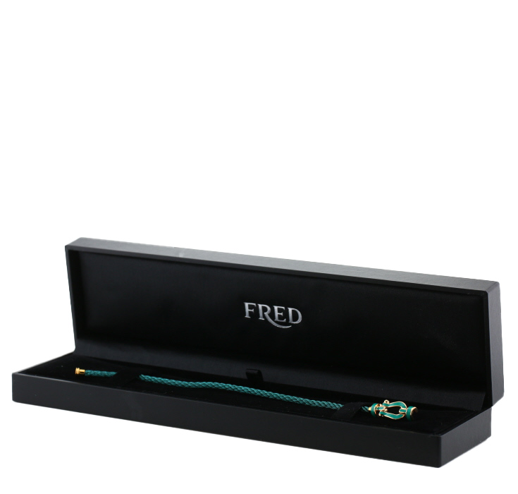 Bracelet Fred Force 10 moyen modèle en or jaune et émail - Detail D2