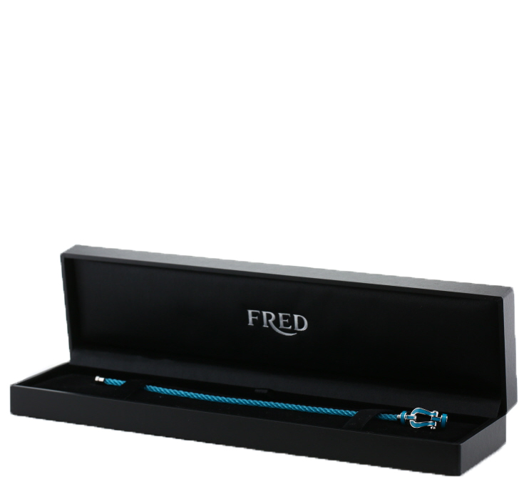 Bracelet Fred Force 10 moyen modèle en or blanc et émail - Detail D2