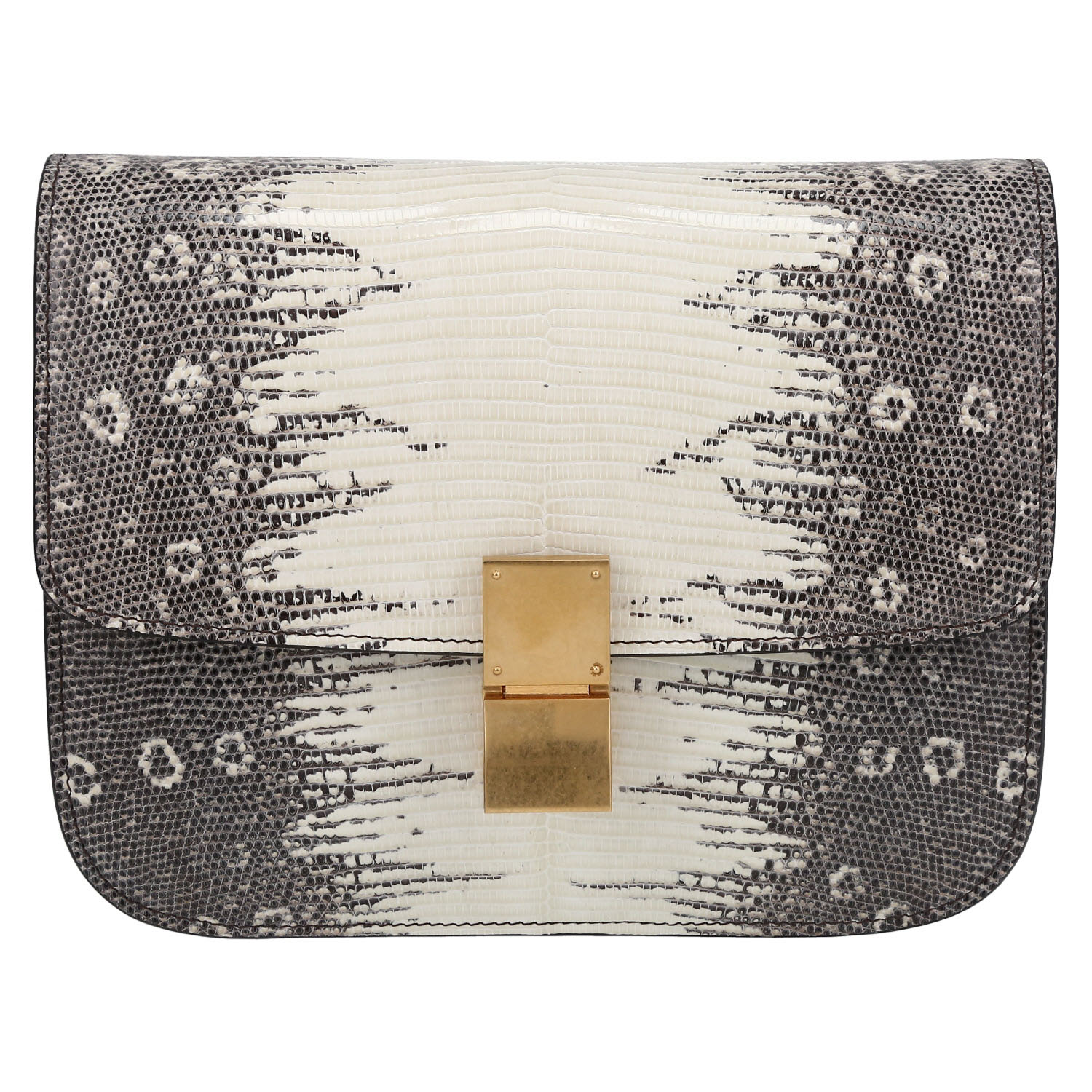 Bolso bandolera Celine  Classic Box en piel de lagarto beige gris - Detail D2