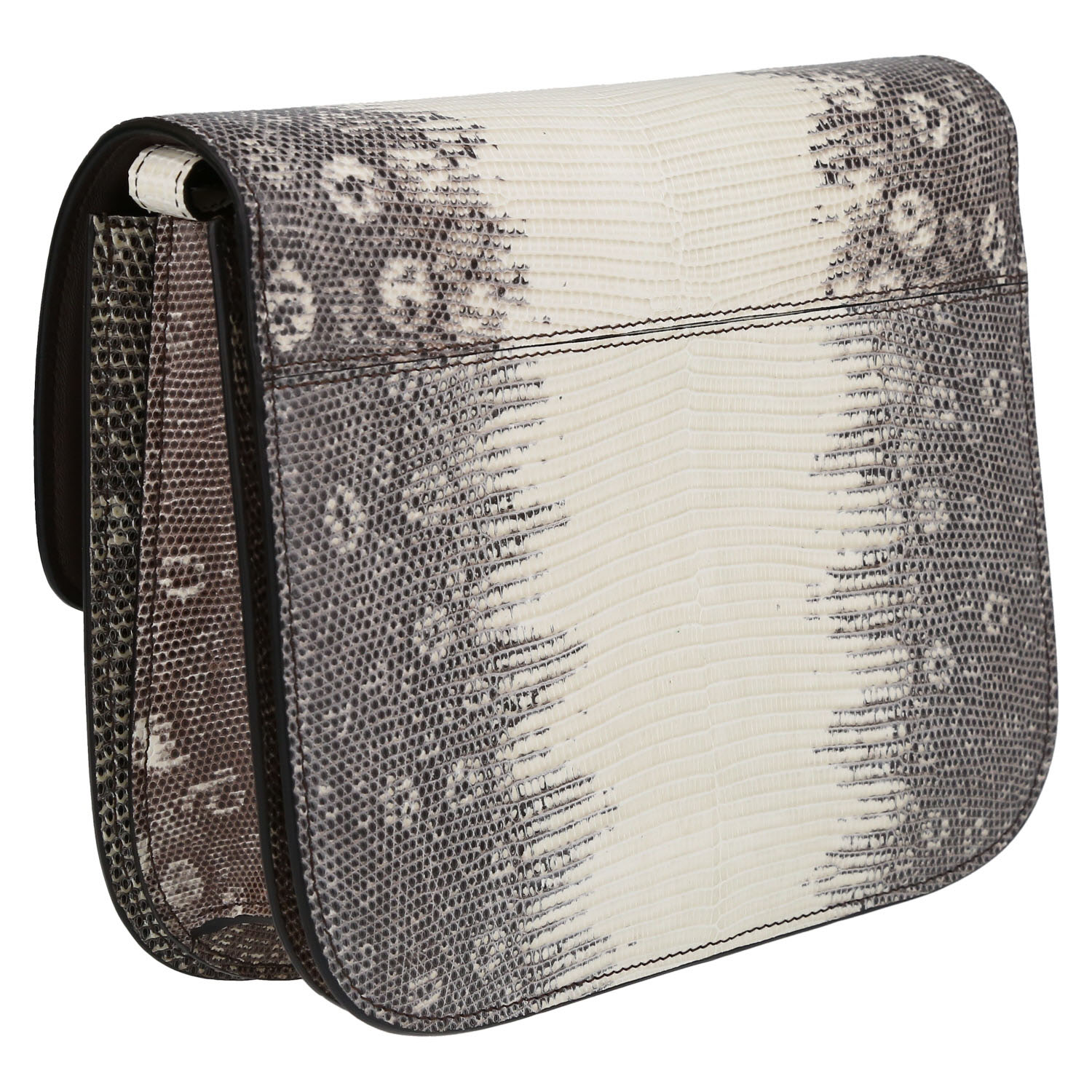 Sac bandoulière Celine  Classic Box en lézard beige gris - Detail D6