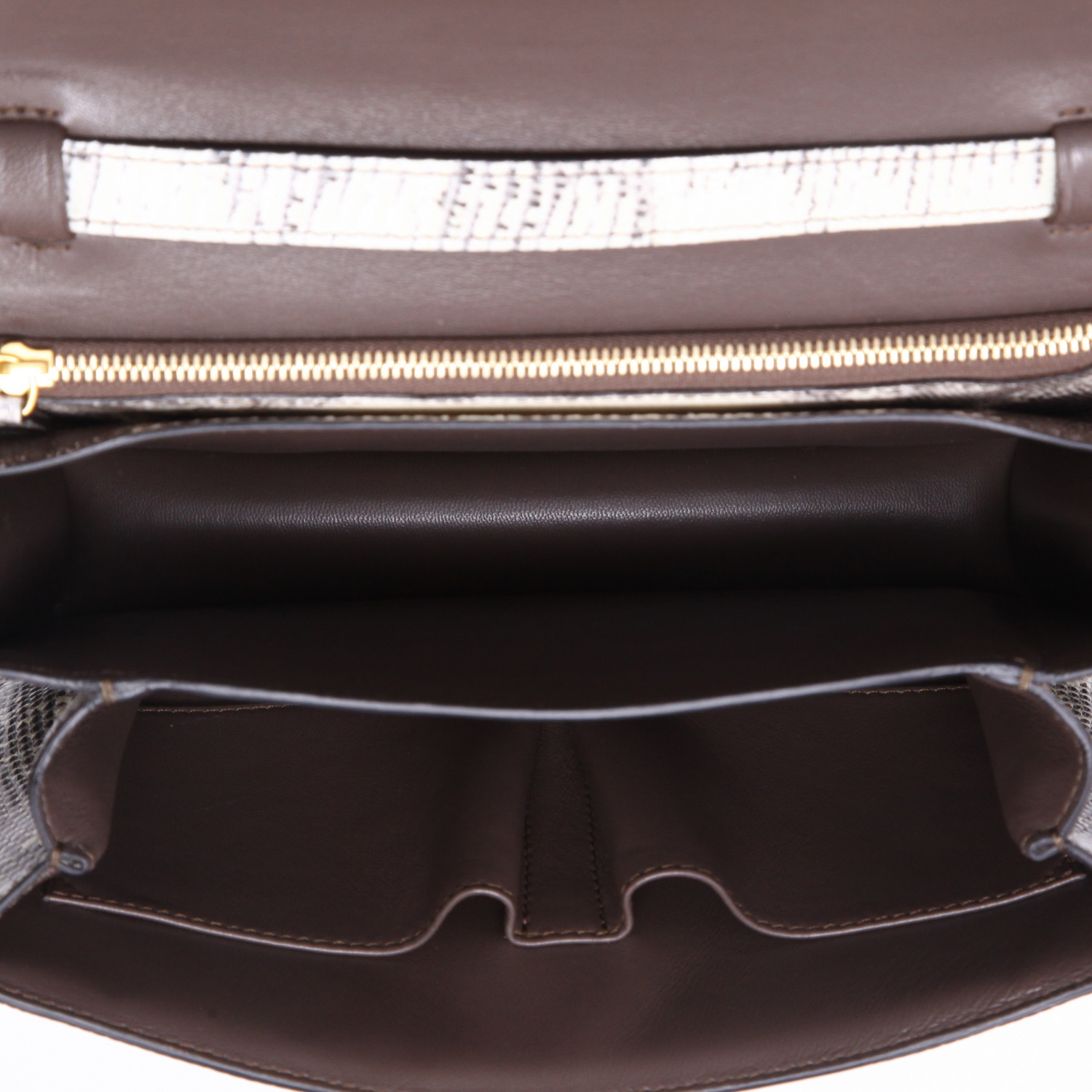 Bolso bandolera Celine  Classic Box en piel de lagarto beige gris - Detail D8