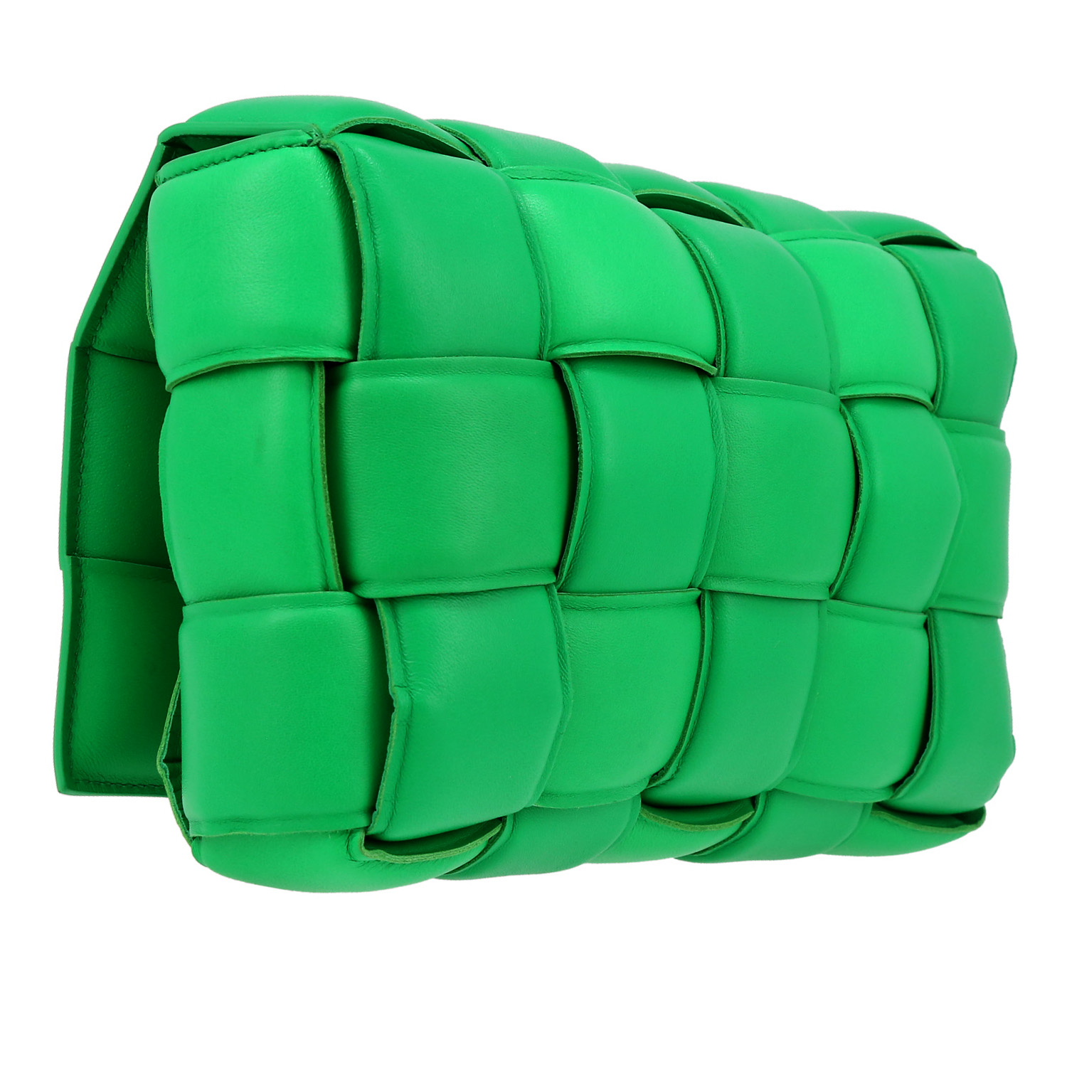 Bottega Veneta  Padded Cassette shoulder bag  in green intrecciato leather - Detail D3