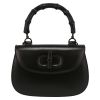 Gucci  Bamboo medium model  shoulder bag  in black leather  and black bamboo - Detail D2 thumbnail