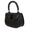 Gucci  Bamboo medium model  shoulder bag  in black leather  and black bamboo - Detail D3 thumbnail