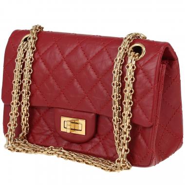 Sac bandoulière Chanel 2.55 en cuir matelassé rouge