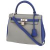Hermès  Kelly 25 cm handbag  in Gris Mouette and electric blue togo leather - 00pp thumbnail
