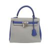 Hermès  Kelly 25 cm handbag  in Gris Mouette and electric blue togo leather - 360 thumbnail