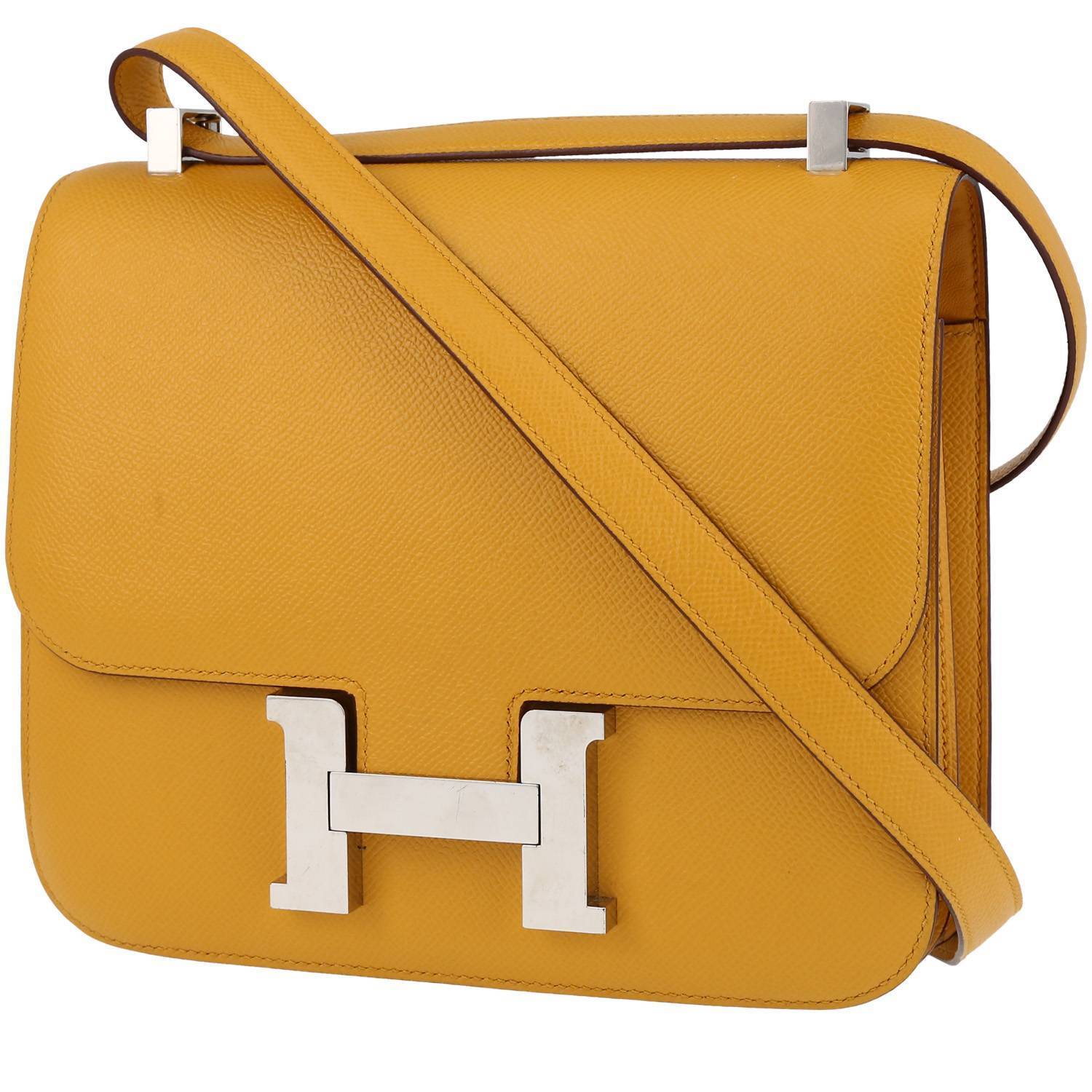 Hermès Constance large model handbag in yellow epsom leather