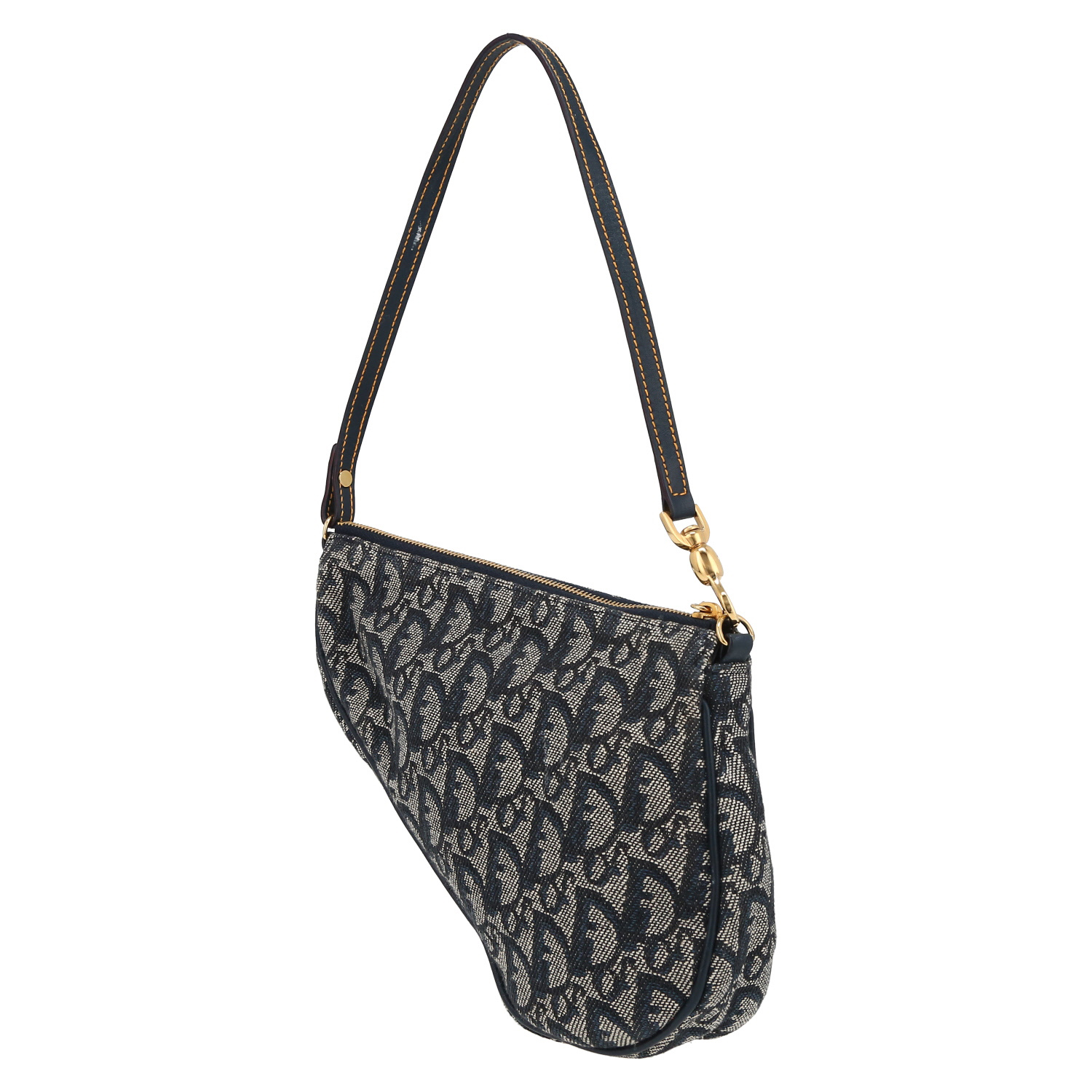 Borsa Dior  Saddle in tessuto a monogramma Oblique blu marino e pelle blu - Detail D5