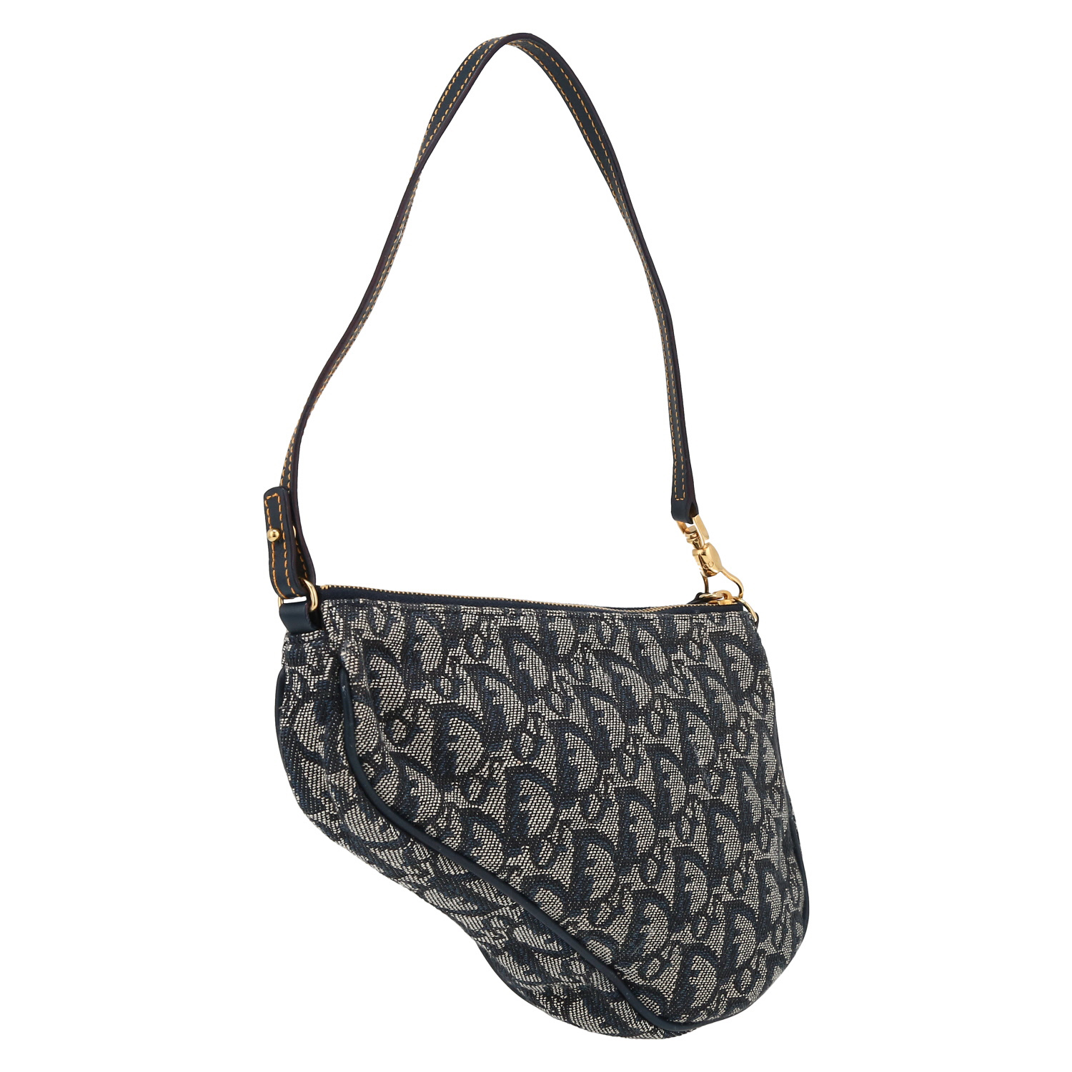 Dior  Saddle handbag  in navy blue monogram canvas Oblique  and blue leather - Detail D6