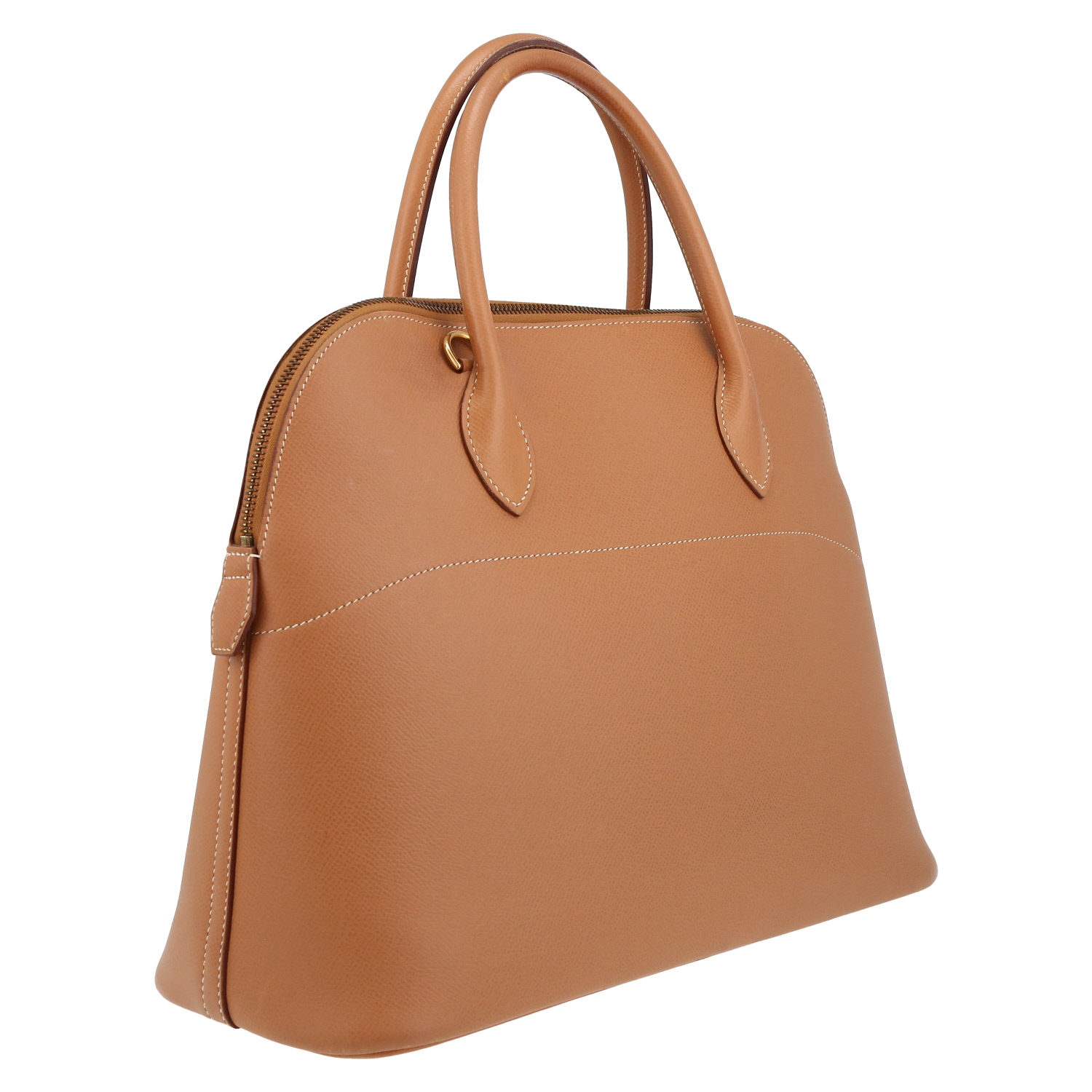 Hermès  Bolide 35 cm handbag  in gold Courchevel leather - Detail D6