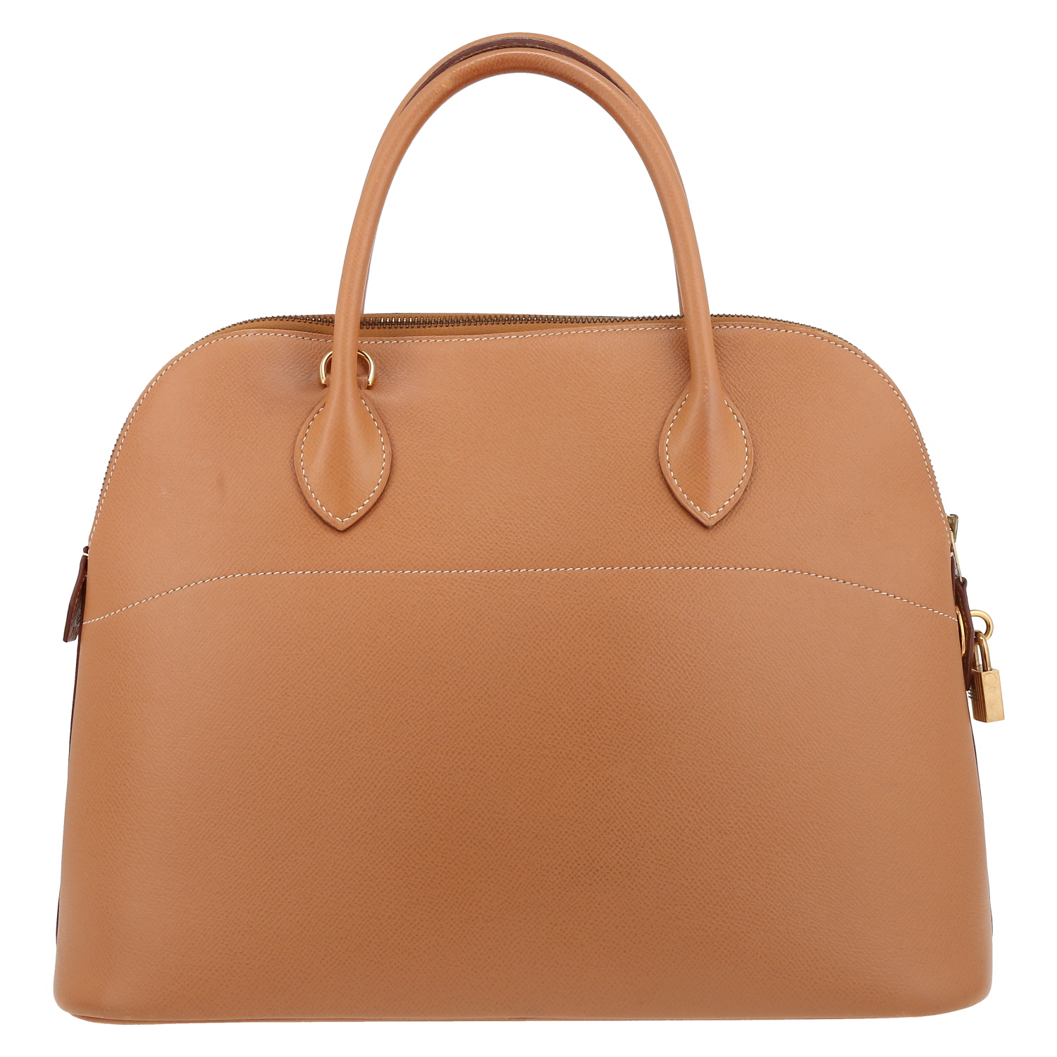 Bolso de mano Hermès  Bolide 35 cm en cuero Courchevel color oro - Detail D7