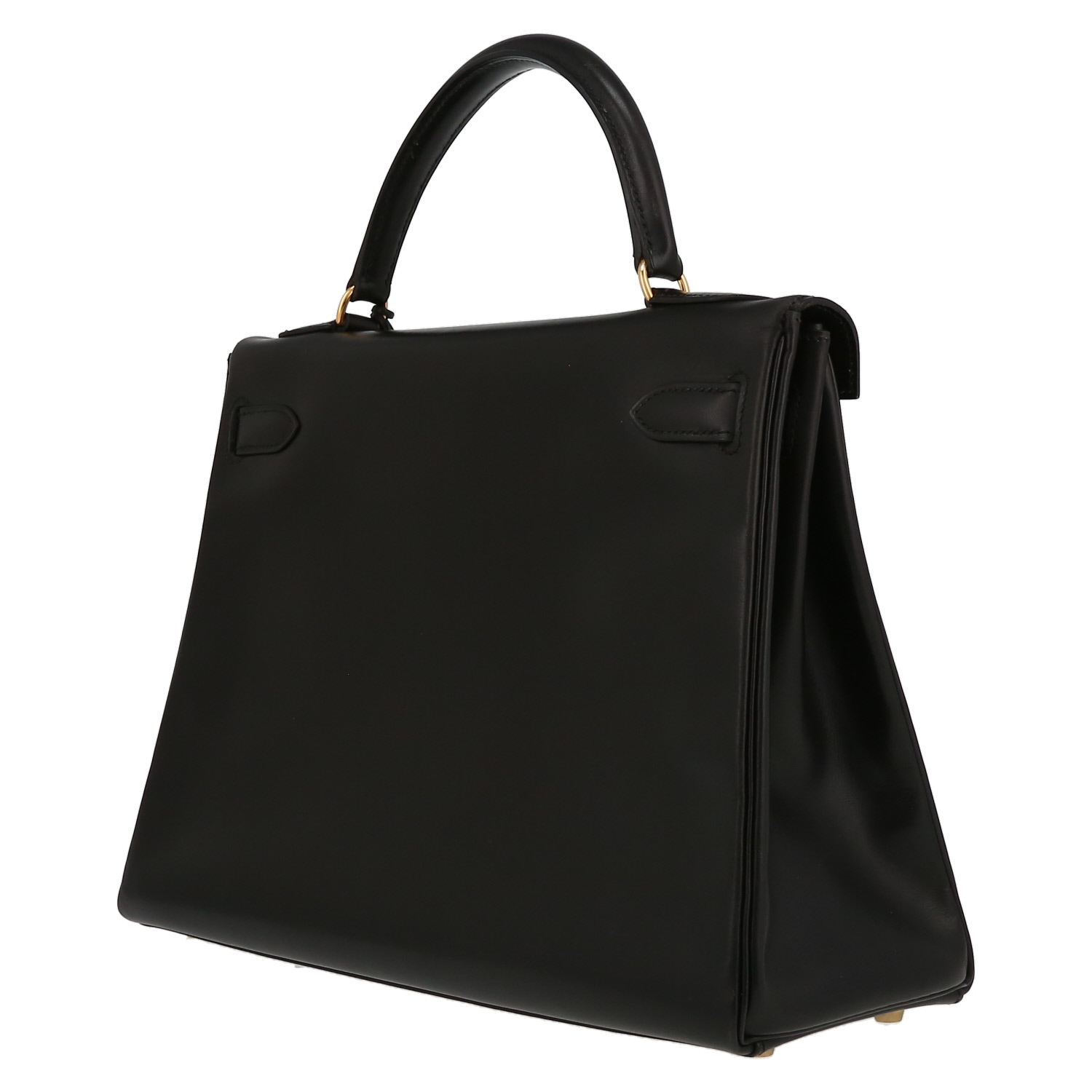 Bolso de mano Hermès  Kelly 32 cm en cuero box negro - Detail D5